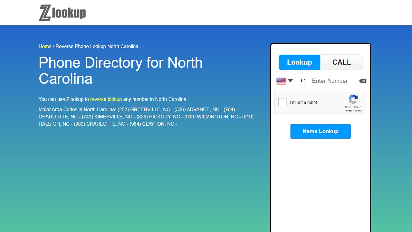Reverse Phone Lookup North+Carolina | ZLOOKUP